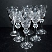 Series of 6 diamond cut crystal liqueur glasses Cristallerie Lorraine Lemberg 11cm