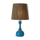 Blue wood lamp with rope shade