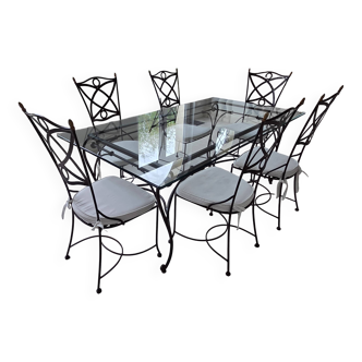 Glass table for 6 people with chairs