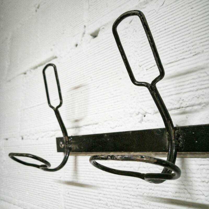 Iron wall coat rack with 7 double hooks