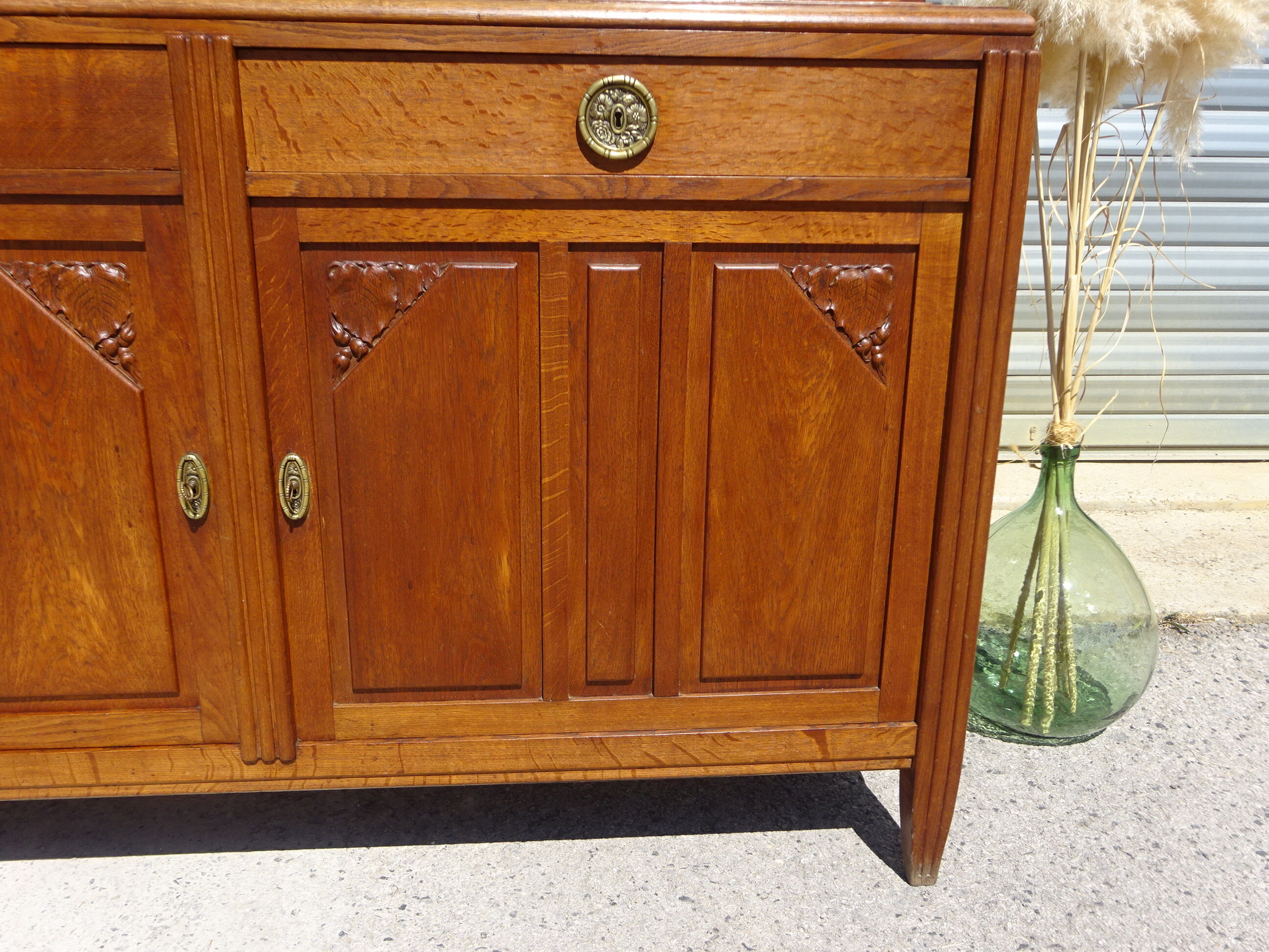 Buffet Art Déco avec guérites et miroir