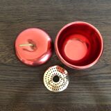 Red Mela ice bucket with ettore Sottsass brushed brass stem, 1950s