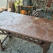 Industrial console table in cast iron and marble