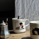 Pair of mugs with stylized Italian women motifs