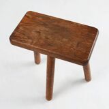 Tabouret rustique français en bois 1940