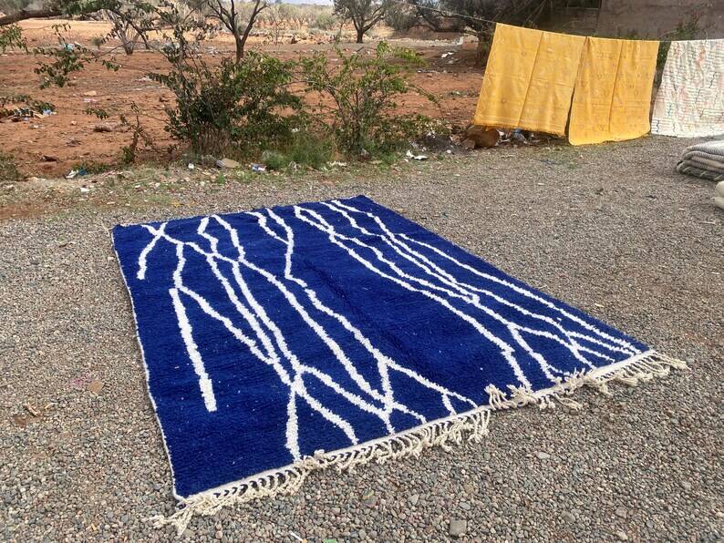 Moroccan blue decorated rug 200cmx300cm