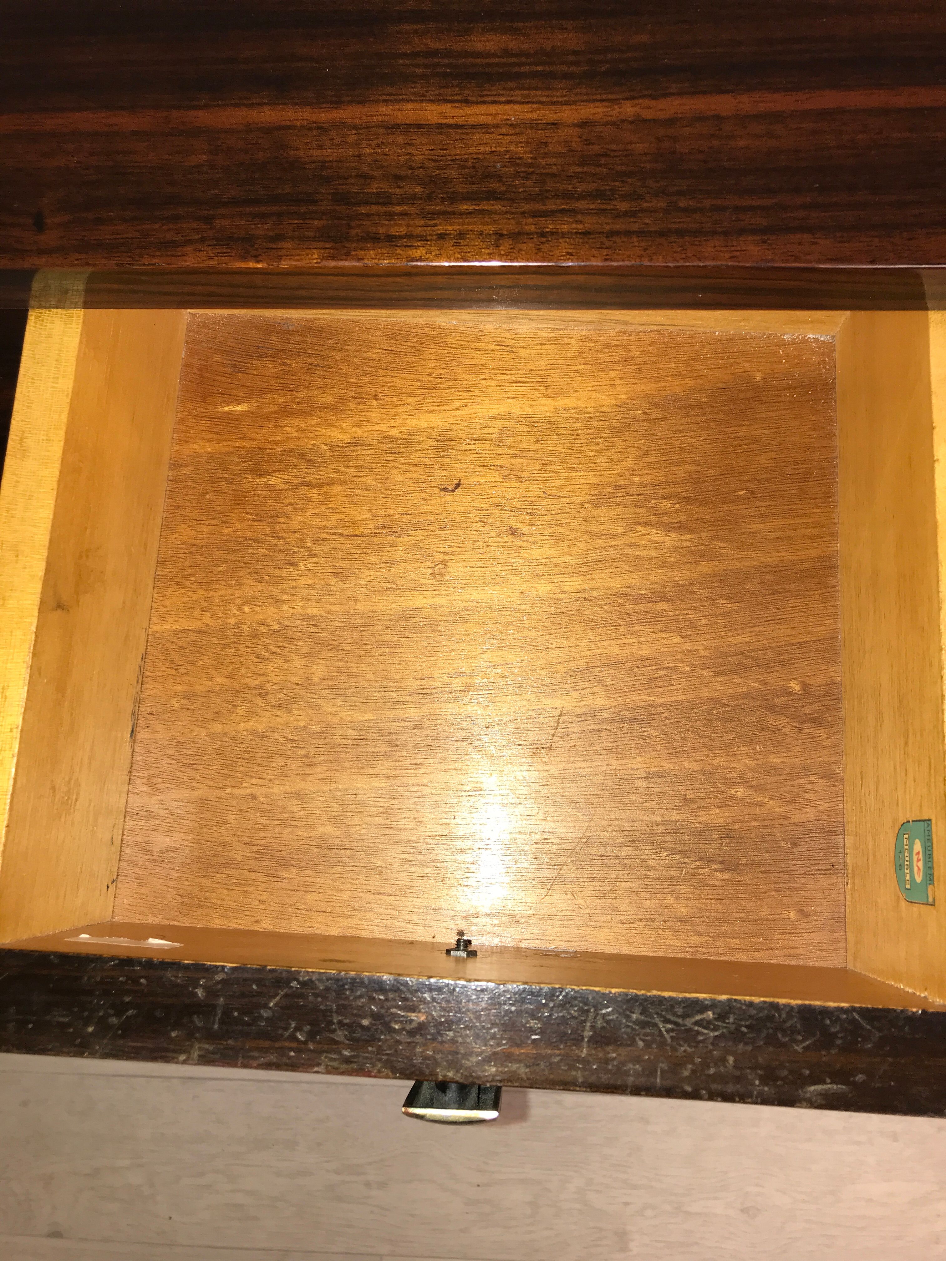 Chevet années 50-60 vintage en formica vernis laqué et pieds compas