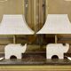 Pair of Italian lamps in travertine by Fratelli Mannelli