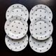 6 vintage white porcelain dinner plates with blue roses