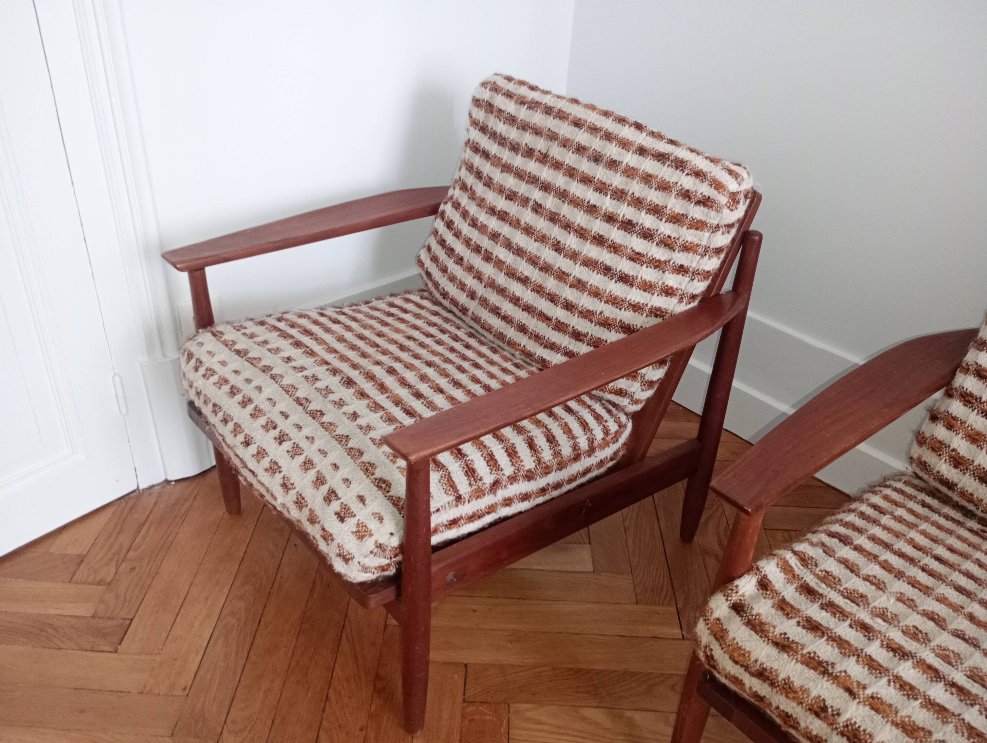 Pair of vintage Scandinavian teak armchairs.
