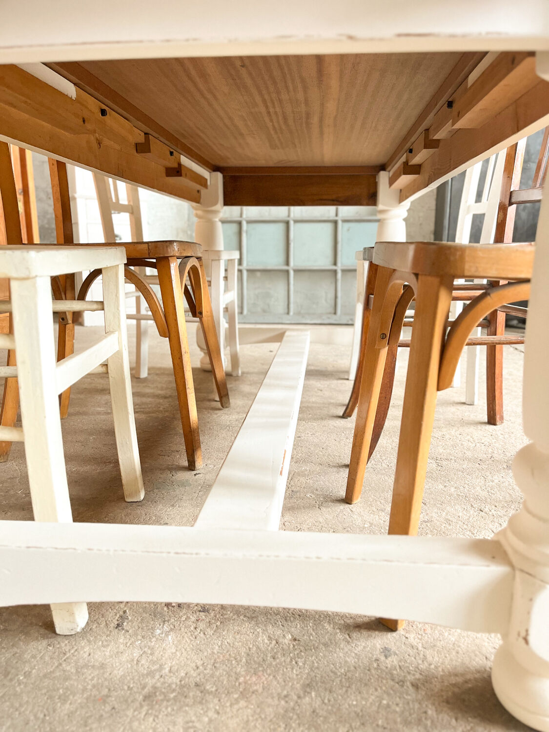 Old white farmhouse table