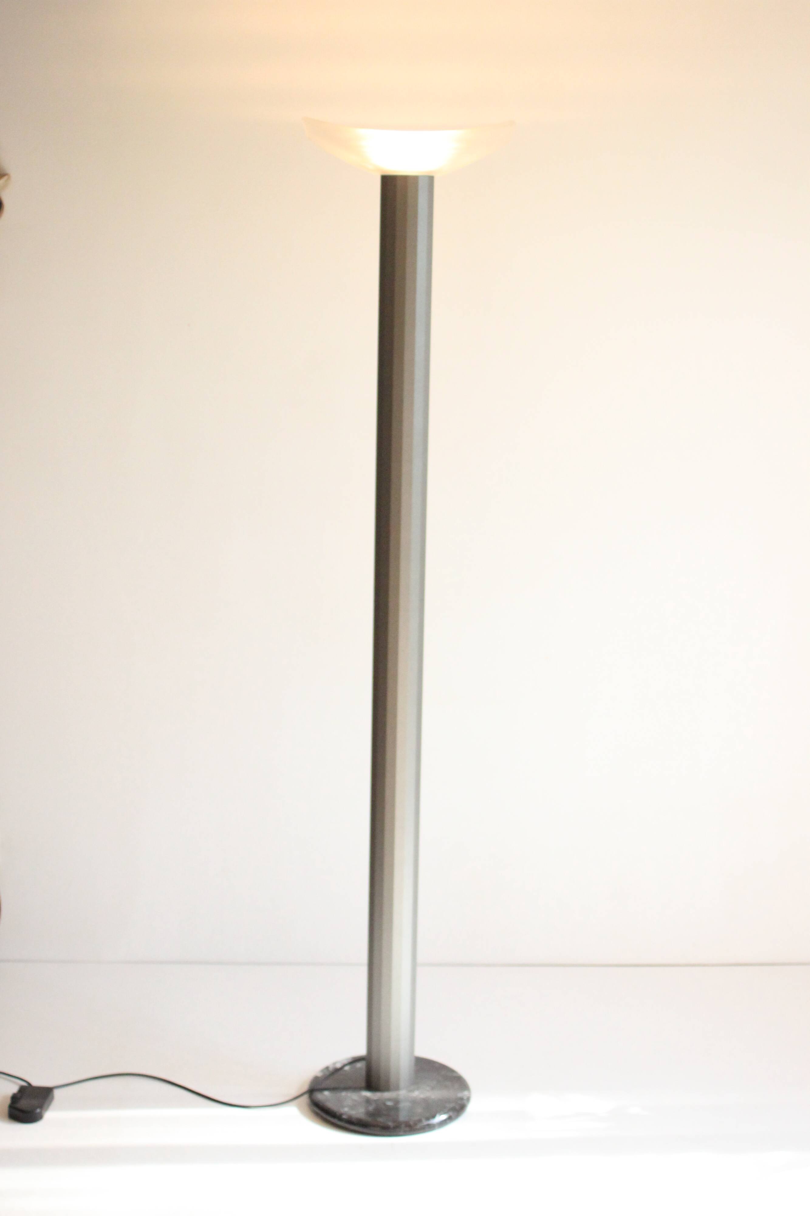 Valenti Luce uplighter with glass shade, Italy 1980s-1990s