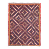 Tapis couloir vintage turc Oushak fait main en laine et coton rouge 161x214 des années 1970