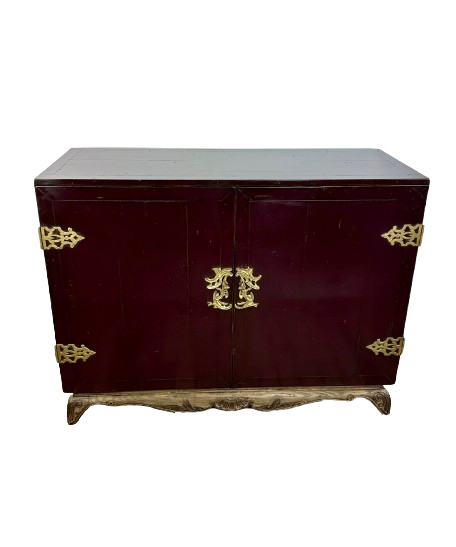 1950's lacquered wood and brass sideboard