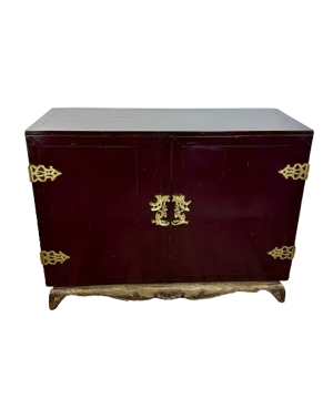 Meuble buffet en bois laqué et laiton 1950'S