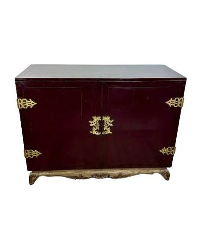 Meuble buffet en bois laqué et laiton 1950'S