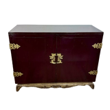 Meuble buffet en bois laqué et laiton 1950'S