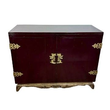 1950's lacquered wood and brass sideboard
