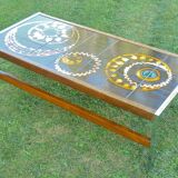 Vintage Ceramic Low Table 1960-70 Abstract Decorations