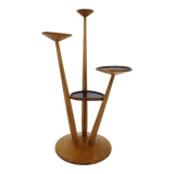 1960s wooden oak plant stand, czechoslovakia