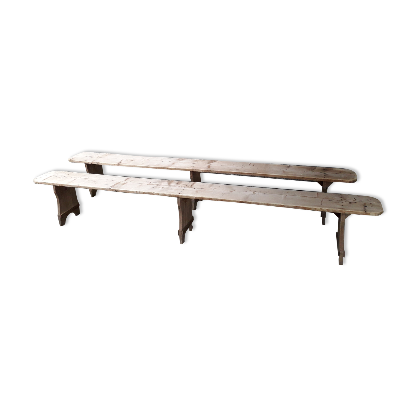 Pair of rustic benches 265 cm