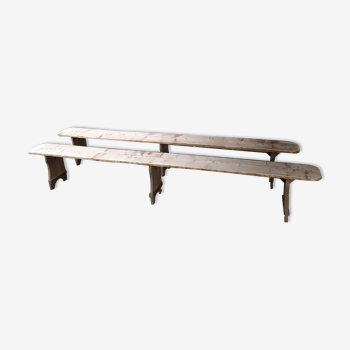 Pair of rustic benches 265 cm