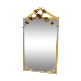 Miroir art-deco avec "fronton de fleurs"