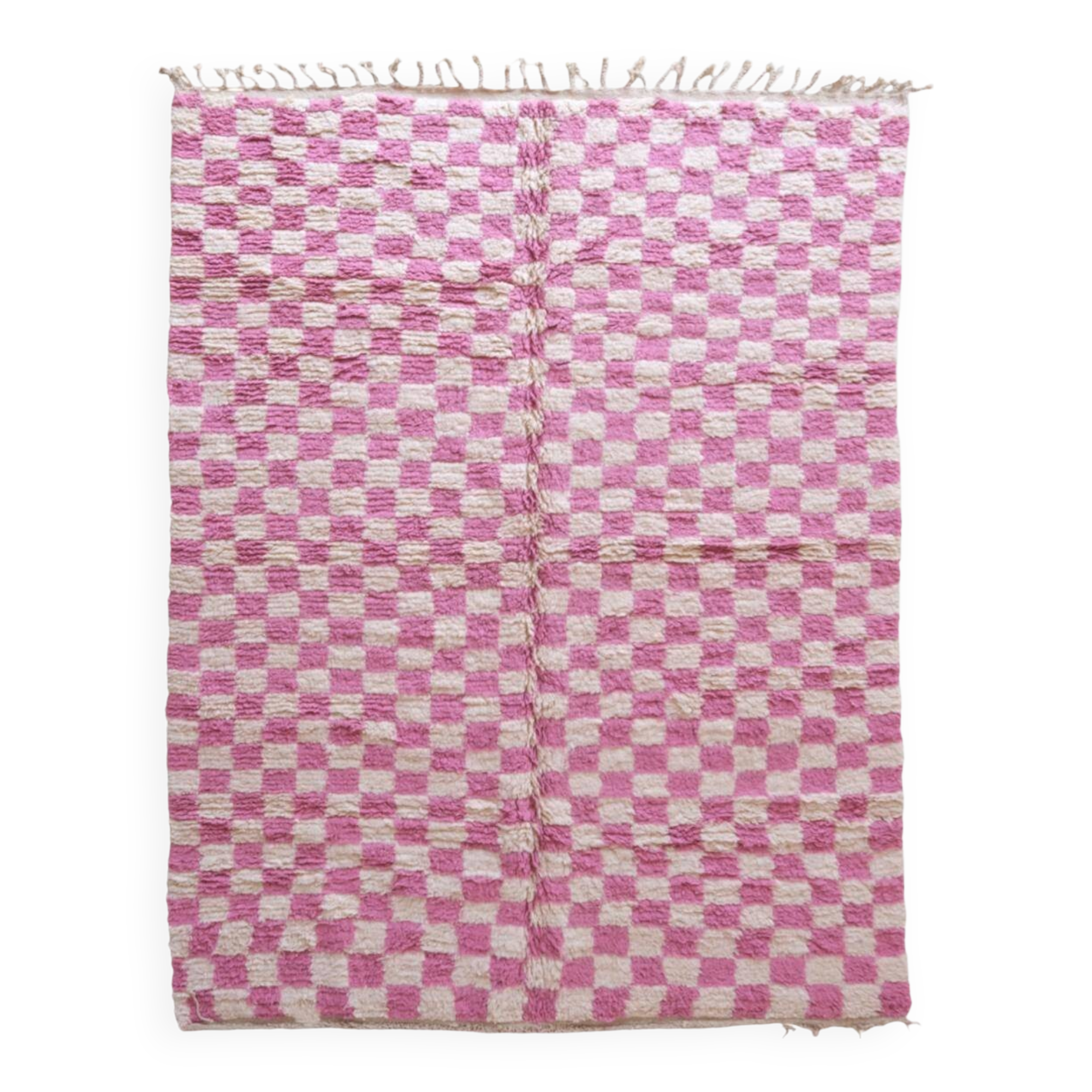 Pink checkered rug - 292 x 217 cm