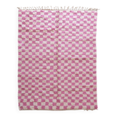 Tapis à damier rose - 292 x 217 cm