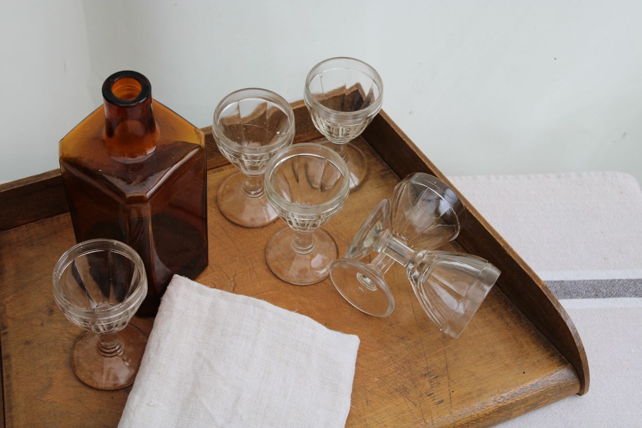 Set of 6 old shot glasses