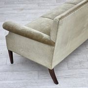 1960s, Danish 3-seater sofa, light green furniture velour.