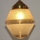 Art Deco ceiling light in yellow and gold glass and brass, France