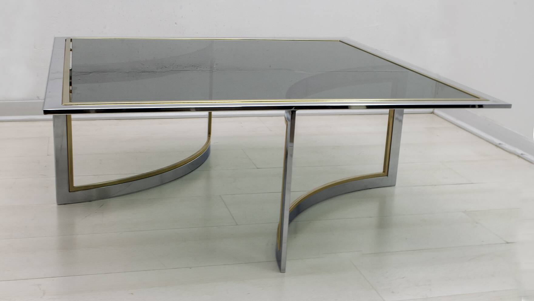 Mid-Century Modern Italian Chrome and Brass Coffee Table, 1970s