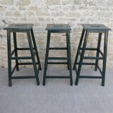 3 high bar stools, wooden, handle