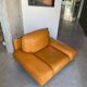 Fauteuil vintage Steiner en cuir havane
