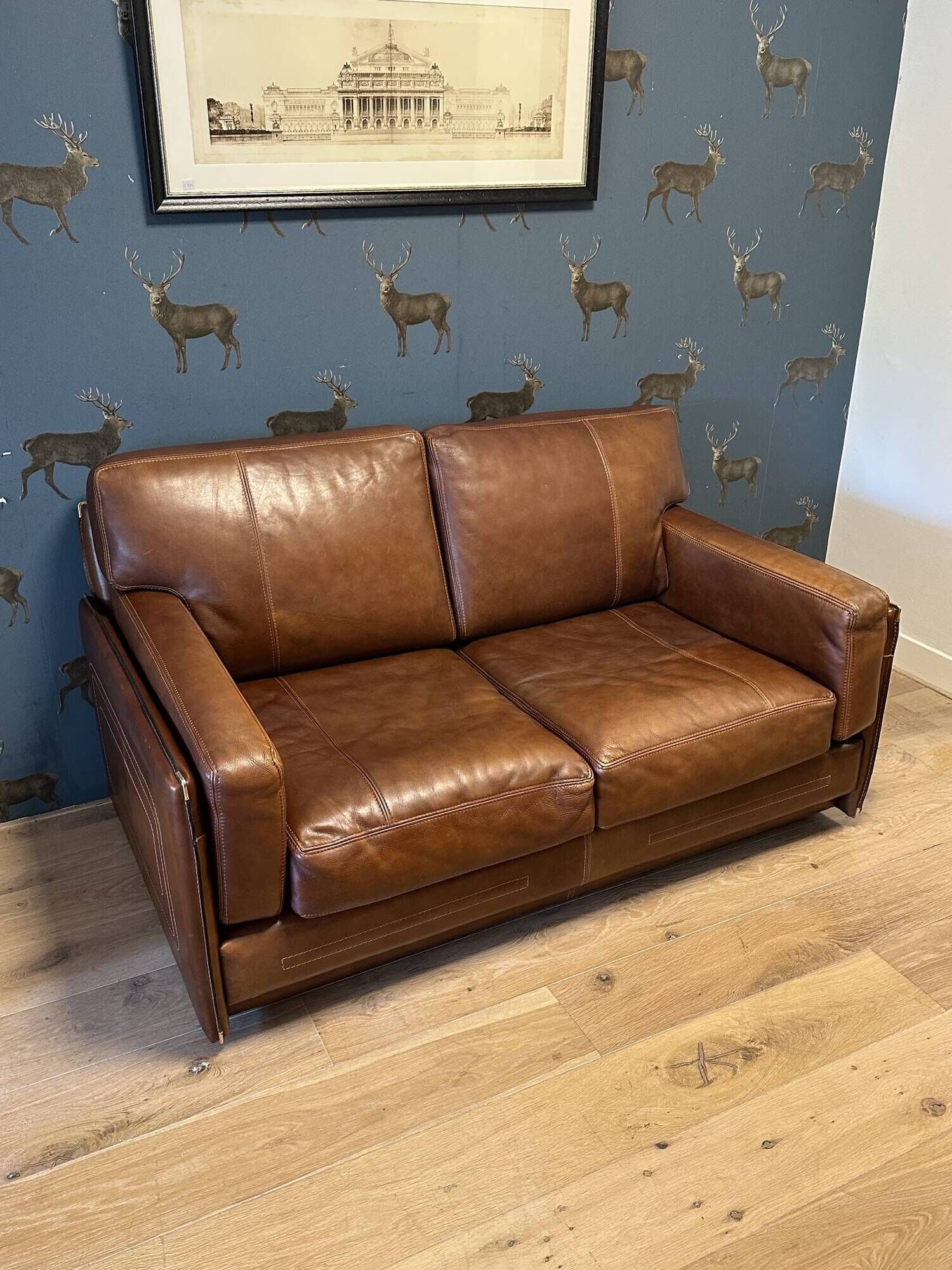 Beautiful buffalo leather 2-seater sofa