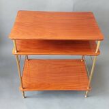 Table with three trays in solid mahogany and gilded brass 1950.