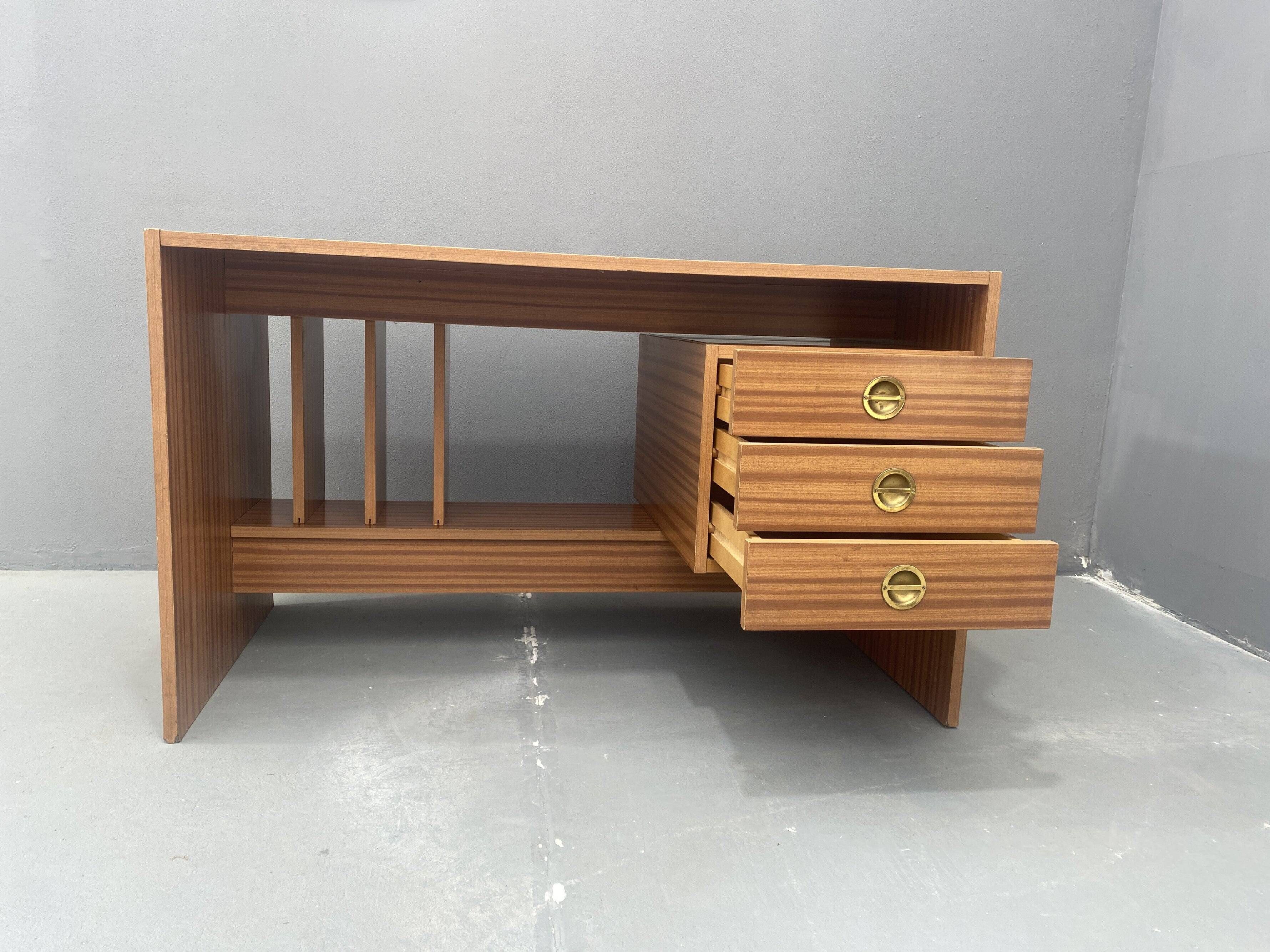 Writing desk, vintage wooden desk, 1980s, Czechoslovakia