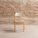 Massive beech chair, seated and restored back