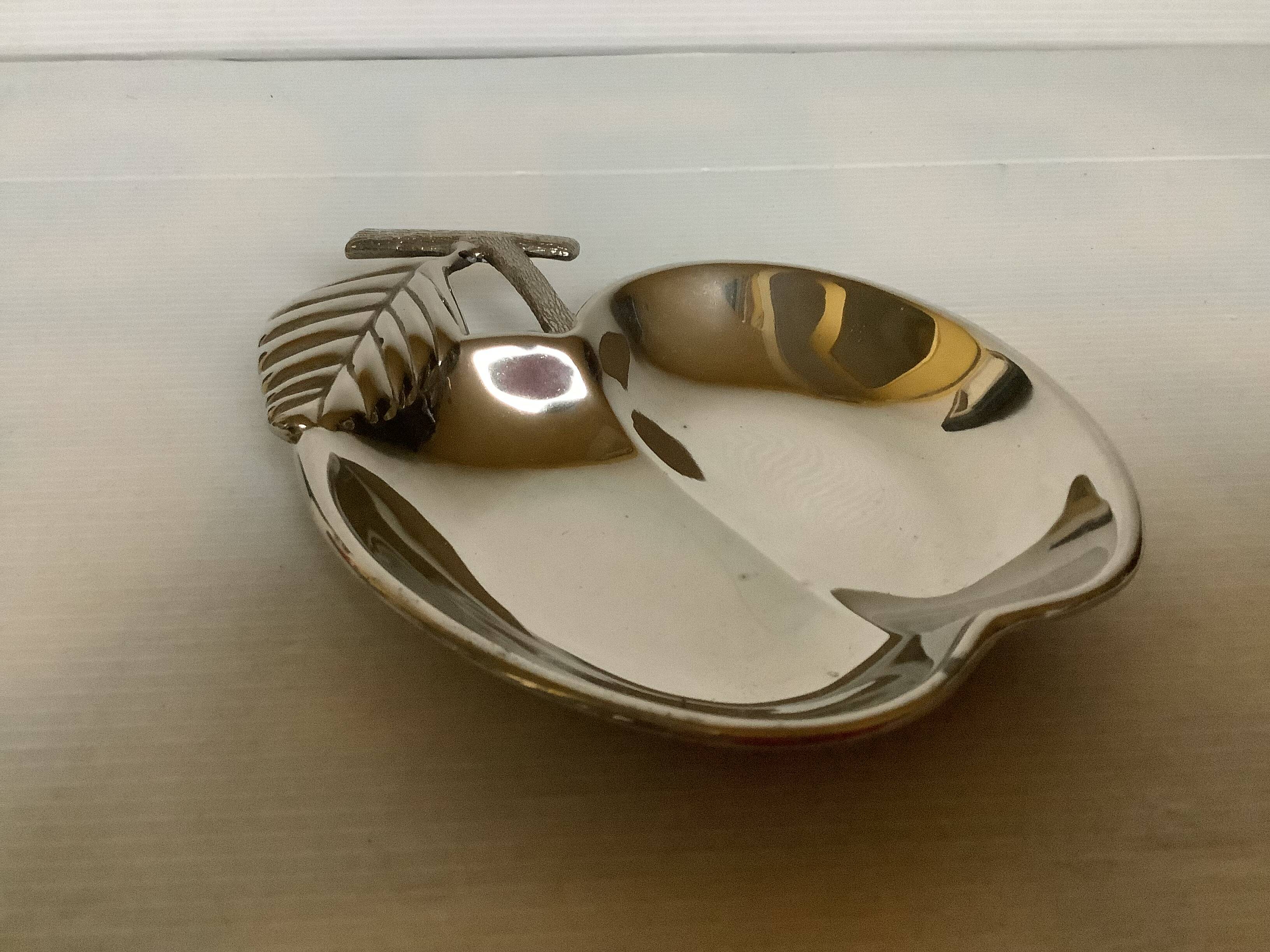 Silver apple trinket tray