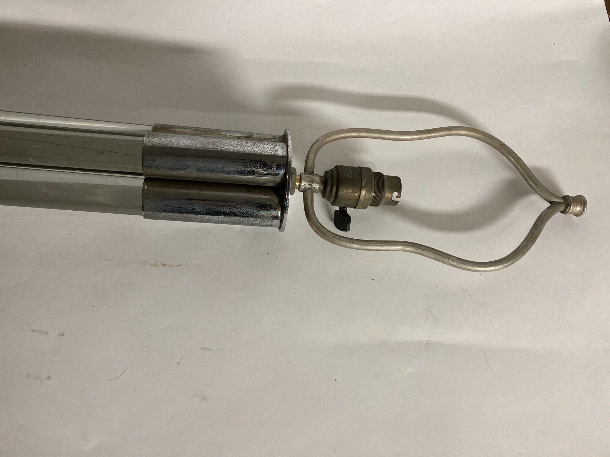 Steel and solid glass lamp from the 40s/50s