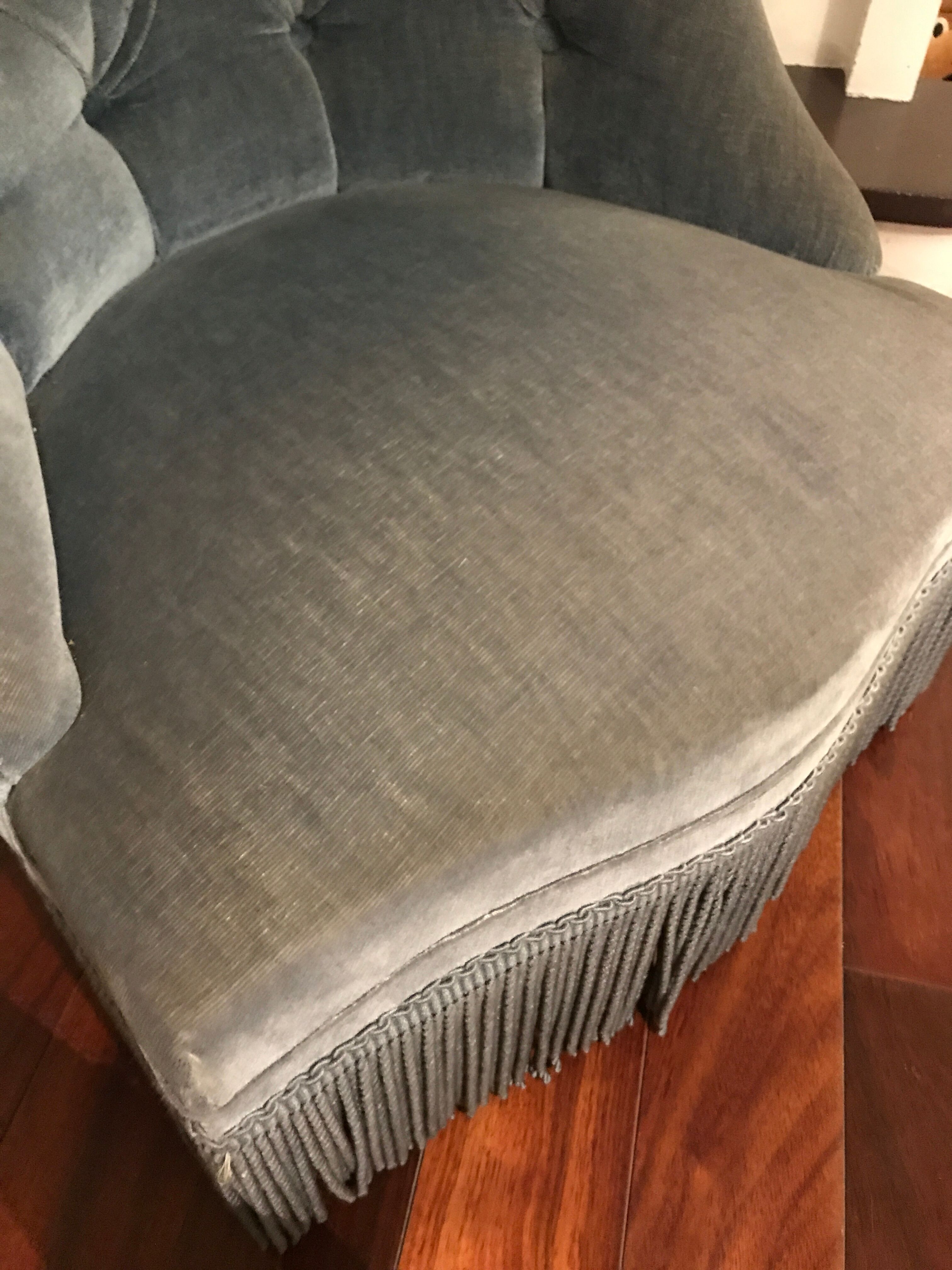 Napoleon blue velvet toad chair