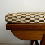 Oak bench with custom cushion