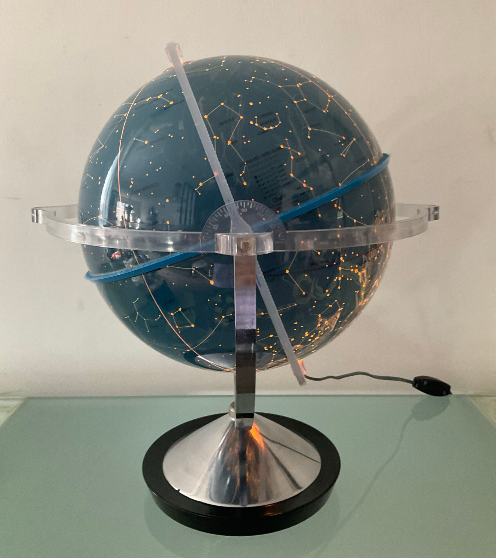 Globe céleste lumineux vintage Italy des années 70