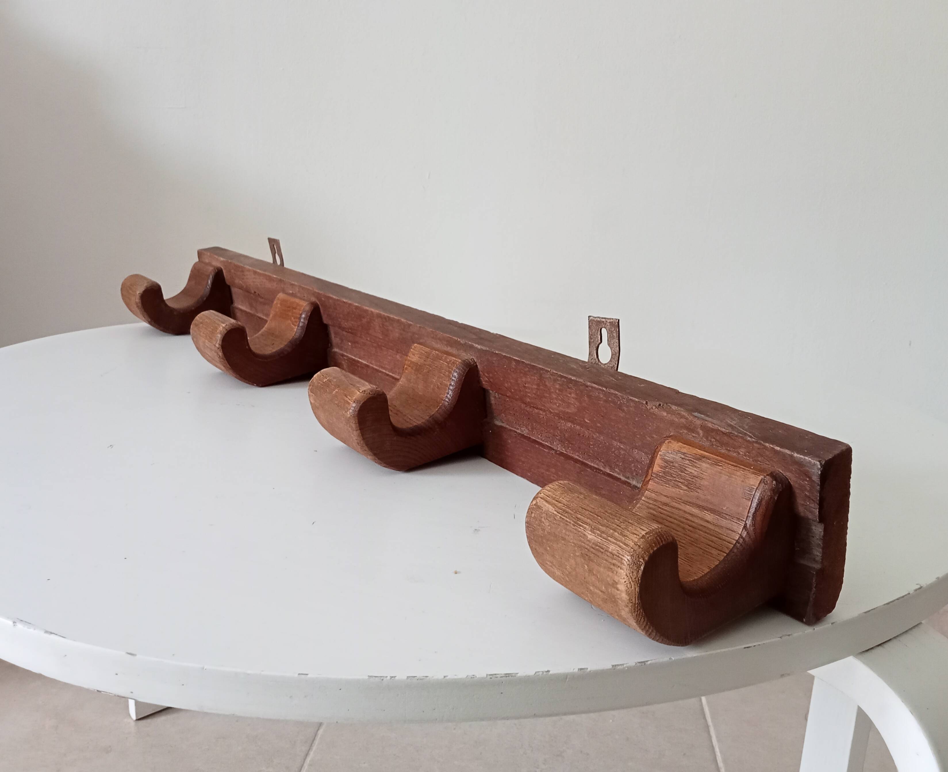 Antique wall coat rack folk art