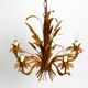 Beautiful 1970s gold-plated 5-arm tall metal chandelier by Hans Kögl
