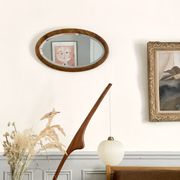 Miroir mural ovale bois et stuc