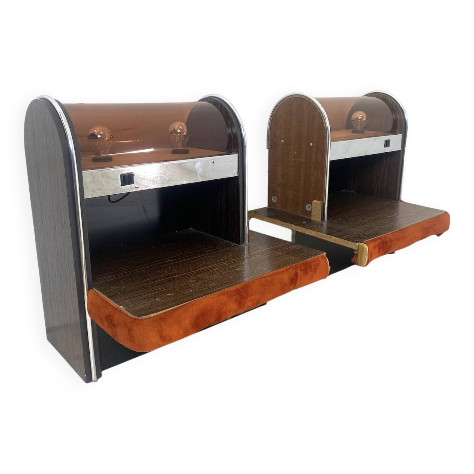 Pair of vintage 1970s Space Age bedside tables