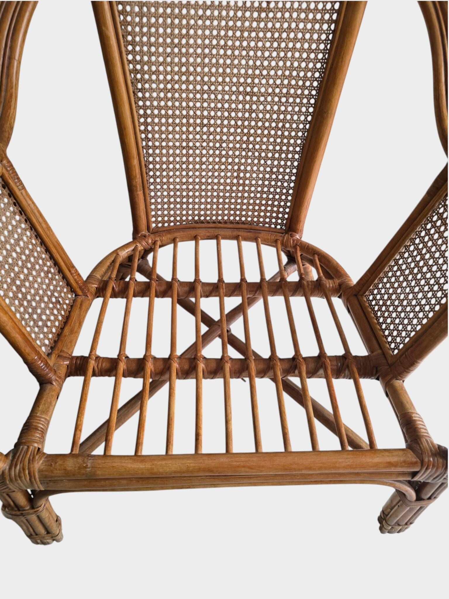 Pair of vintage rattan and cane armchairs – 1960s/70s Pair of f