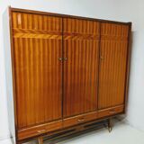 Vintage wooden wardrobe scandinavian style / compass feet spindles wardrobe